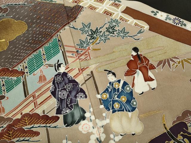 平和屋着物■豪華黒留袖 刺繍 松竹梅人物風景文 金彩 正絹 逸品 CABB9880ze