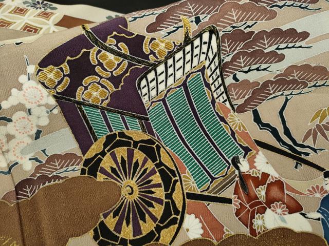 平和屋着物■豪華黒留袖 刺繍 松竹梅人物風景文 金彩 正絹 逸品 CABB9880ze
