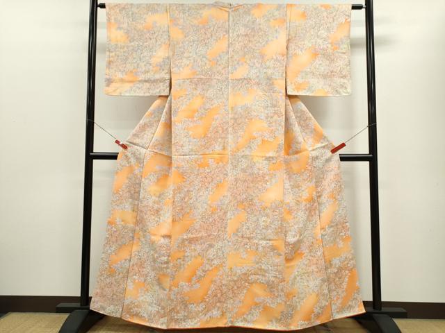 平和屋着物■上質な小紋 枝花文 暈し染め 正絹 逸品 CABB9886ze