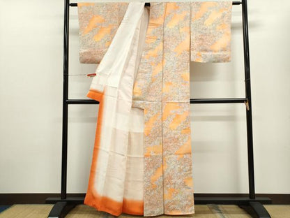 平和屋着物■上質な小紋 枝花文 暈し染め 正絹 逸品 CABB9886ze