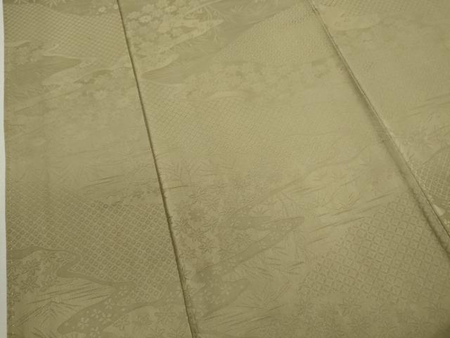 平和屋着物■上質な色無地 草花地紋 白橡色 正絹 逸品 CABB9901ze