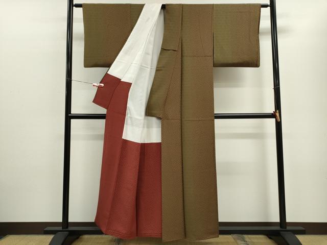 平和屋着物■上質な小紋 籠目草花間道 正絹 逸品 CABB9904ze