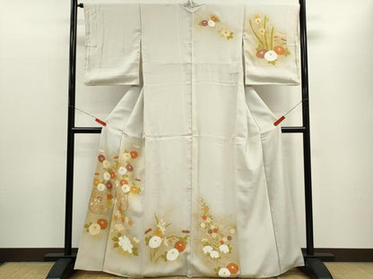 平和屋着物■訪問着 駒刺繍 花籠文 暈し染め 金彩 正絹 逸品 CABB9906ze