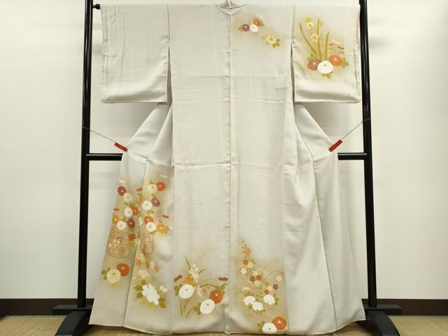 平和屋着物■訪問着 駒刺繍 花籠文 暈し染め 金彩 正絹 逸品 CABB9906ze