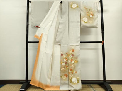平和屋着物■訪問着 駒刺繍 花籠文 暈し染め 金彩 正絹 逸品 CABB9906ze