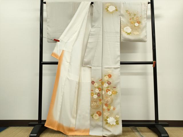 平和屋着物■訪問着 駒刺繍 花籠文 暈し染め 金彩 正絹 逸品 CABB9906ze