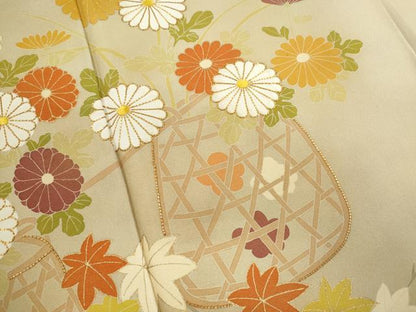 平和屋着物■訪問着 駒刺繍 花籠文 暈し染め 金彩 正絹 逸品 CABB9906ze