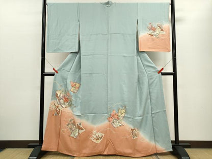 平和屋着物■訪問着 刺繍 草花絵巻 暈し染め 金彩 正絹 逸品 CABB9909ze