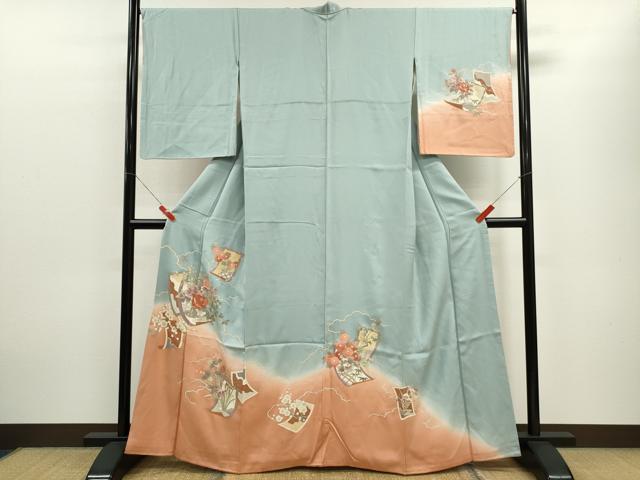 平和屋着物■訪問着 刺繍 草花絵巻 暈し染め 金彩 正絹 逸品 CABB9909ze