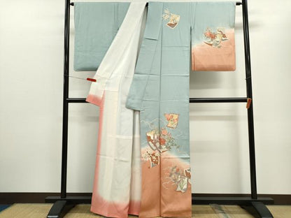 平和屋着物■訪問着 刺繍 草花絵巻 暈し染め 金彩 正絹 逸品 CABB9909ze