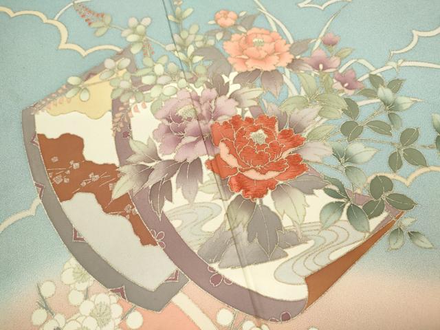 平和屋着物■訪問着 刺繍 草花絵巻 暈し染め 金彩 正絹 逸品 CABB9909ze