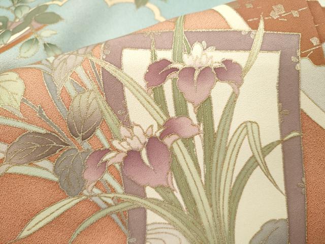 平和屋着物■訪問着 刺繍 草花絵巻 暈し染め 金彩 正絹 逸品 CABB9909ze
