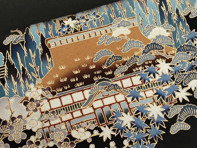 平和屋着物■豪華黒留袖　松竹梅風景文　金彩　正絹　逸品　CABB9923ze