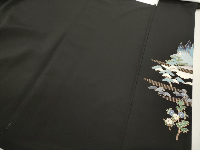 平和屋着物■豪華黒留袖　松竹梅風景文　金彩　正絹　逸品　CABB9923ze