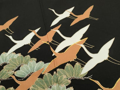 平和屋着物■豪華黒留袖　駒刺繍　御所車人物吉祥文　暈し染め　金彩　正絹　逸品　未使用　CABB9926ze
