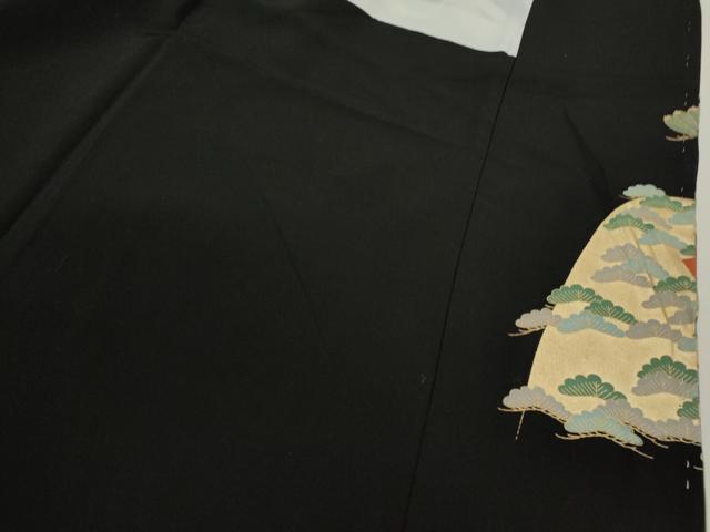 平和屋着物■豪華黒留袖　駒刺繍　御所車人物吉祥文　暈し染め　金彩　正絹　逸品　未使用　CABB9926ze