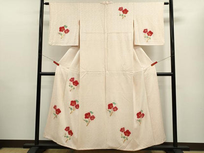 平和屋着物■訪問着 駒刺繍 絞り 枝花文 正絹 逸品 CABB9935ze