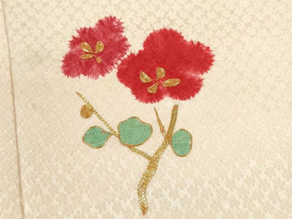 平和屋着物■訪問着 駒刺繍 絞り 枝花文 正絹 逸品 CABB9935ze