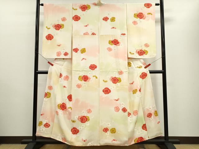 平和屋着物■上質な小紋 枝梅文 暈し染め 金彩 正絹 逸品 CABB9936ze