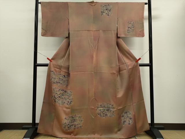 平和屋着物■訪問着 草花文 暈し染め 正絹 逸品 CABB9939ze