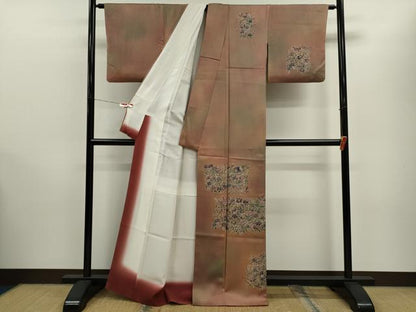 平和屋着物■訪問着 草花文 暈し染め 正絹 逸品 CABB9939ze