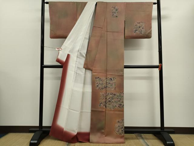 平和屋着物■訪問着 草花文 暈し染め 正絹 逸品 CABB9939ze