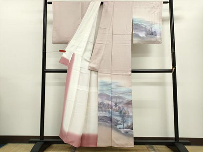 平和屋着物■訪問着 手描き 遠山風景文 暈し染め 正絹 逸品 CABB9942ze