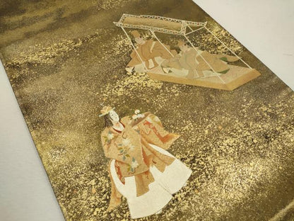 平和屋着物◎太鼓柄袋帯　駒刺繍　東方絹　金銀彩　正絹　逸品　CABB9959ze