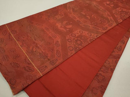 平和屋着物◎六通柄袋帯　ふくれ織　花唐草文　正絹　逸品　CABB9961ze