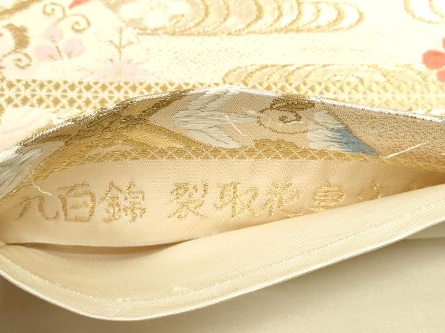 平和屋着物◎六通柄袋帯　唐織　九百錦　裂取花車文様　金糸　正絹　逸品　CABB9987ze