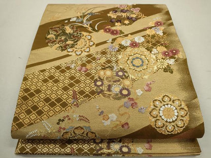 平和屋着物◎六通柄袋帯　唐織　蒔絵正倉院紋　金糸　正絹　逸品　CABB9993ze