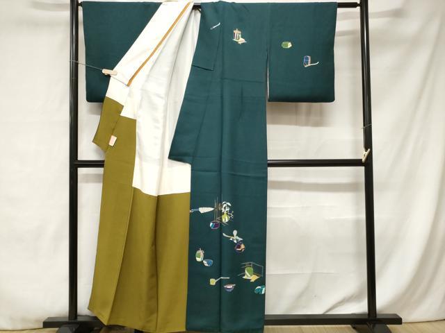 平和屋着物■訪問着 茶器 仕覆 金彩 正絹 逸品 CABC0062ev