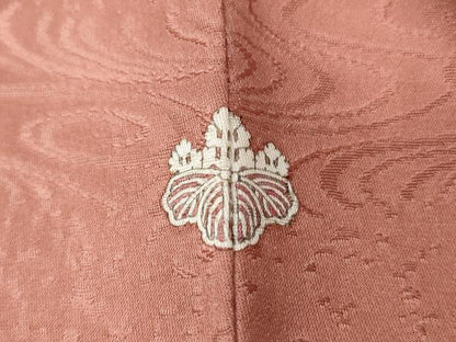 平和屋着物■上質な色無地 流水菱重ね地紋 薄紅色 正絹 逸品 CABC0069ev