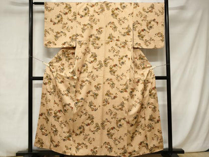 平和屋着物■上質な小紋 枝花文 金彩 正絹 逸品 CABC0088ev