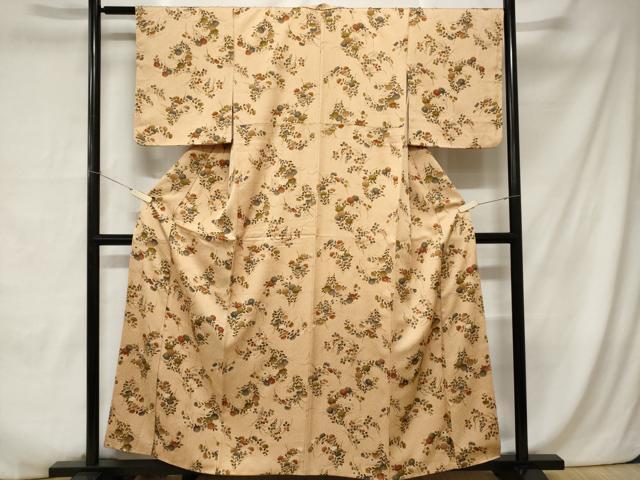 平和屋着物■上質な小紋 枝花文 金彩 正絹 逸品 CABC0088ev