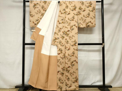 平和屋着物■上質な小紋 枝花文 金彩 正絹 逸品 CABC0088ev