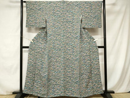 平和屋着物■上質な小紋 芝草花文 金彩 鬼しぼ縮緬 正絹 逸品 CABC0101ev