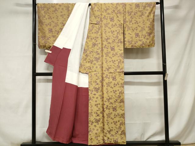 平和屋着物■上質なお召　草花文　正絹　逸品　CABC0107ev