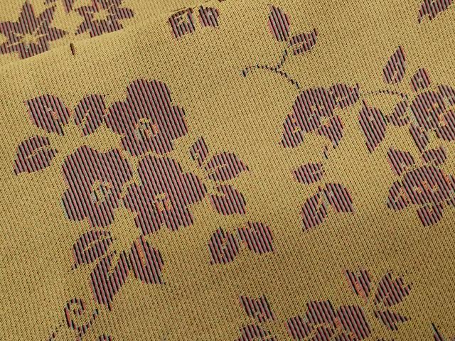 平和屋着物■上質なお召　草花文　正絹　逸品　CABC0107ev