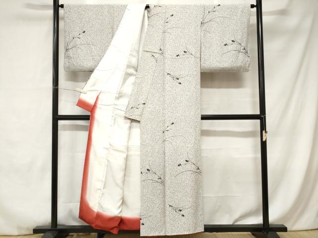 平和屋着物■上質な小紋 草花文 たたき染め 金彩 正絹 逸品 CABC0122ev