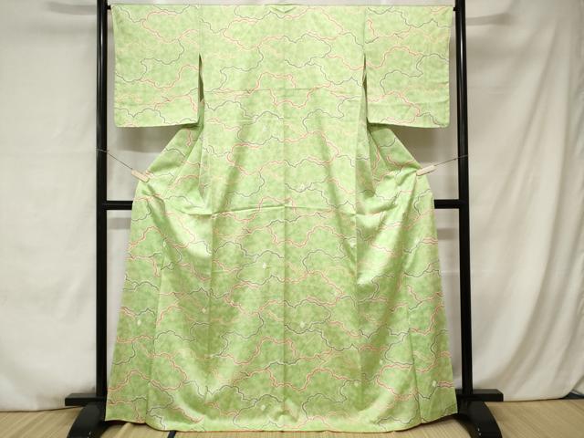 平和屋着物■上質な小紋 絞り 雲重ね文 正絹 逸品 CABC0125ev
