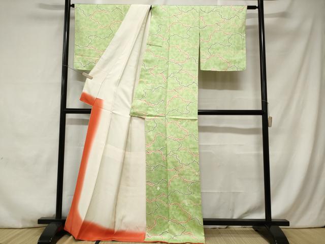 平和屋着物■上質な小紋 絞り 雲重ね文 正絹 逸品 CABC0125ev