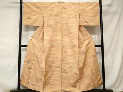 平和屋着物■上質な紬 手描き 流水枝葉文 正絹 逸品 CABC0144ev