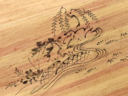 平和屋着物■上質な紬 手描き 流水枝葉文 正絹 逸品 CABC0144ev