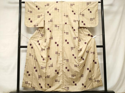 平和屋着物■上質な紬 井桁絣文様 正絹 逸品 CABC0145ev