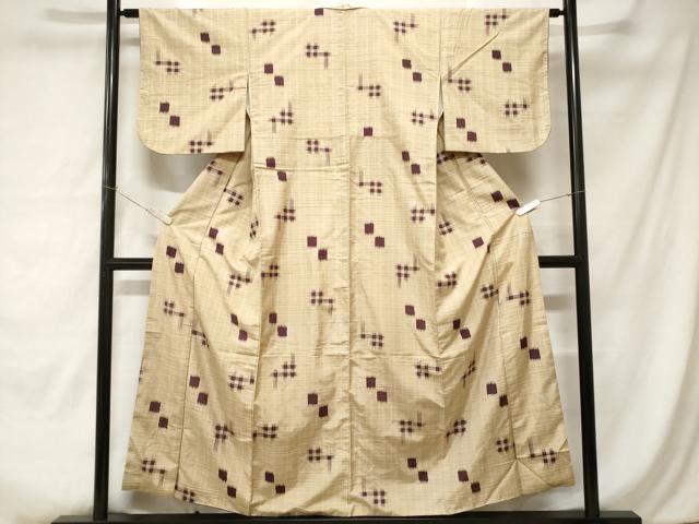 平和屋着物■上質な紬 井桁絣文様 正絹 逸品 CABC0145ev