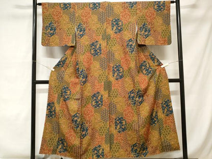 平和屋着物■上質な小紋 亀甲重ね風景文 正絹 逸品 CABC0218ev
