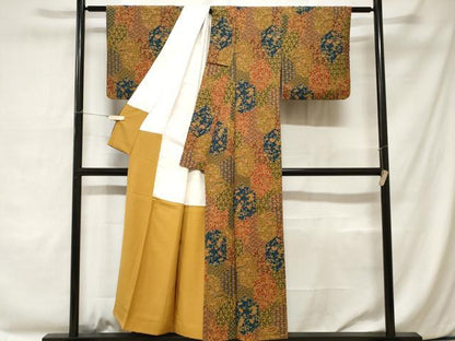 平和屋着物■上質な小紋 亀甲重ね風景文 正絹 逸品 CABC0218ev