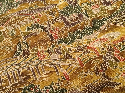 平和屋着物■上質な小紋 人物風景文 正絹 逸品 CABC0226ev