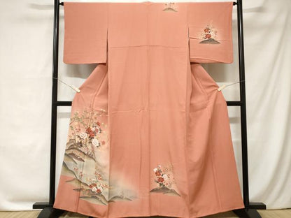平和屋着物■訪問着 流水枝花文 暈し染め 金彩 正絹 逸品 CABC0229ev